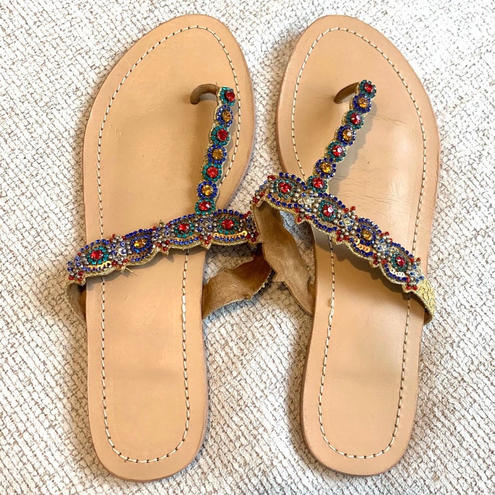 Anthropologie Beaded Multicolor Sandal
